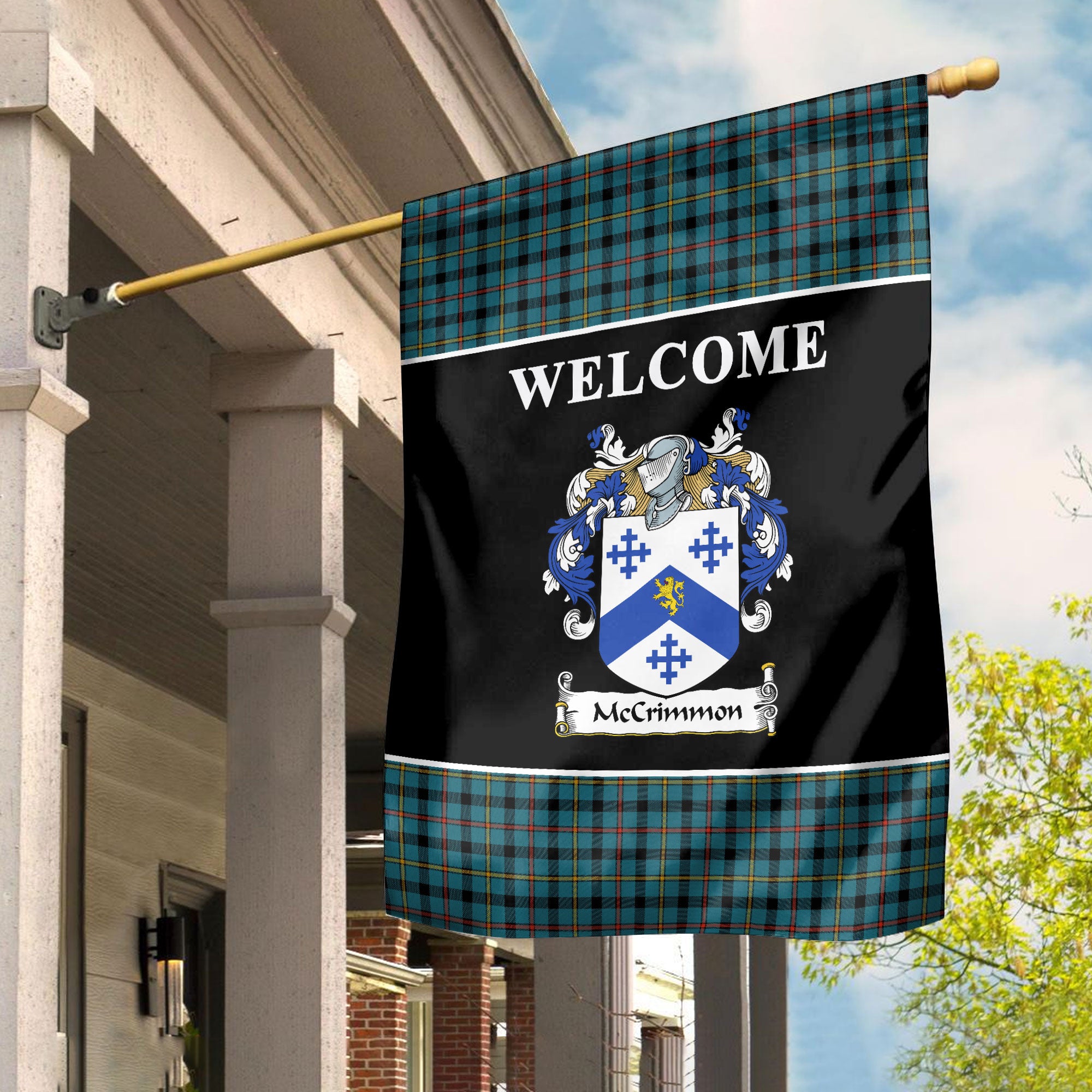 McCrimmon Tartan Crest Black Garden Flag