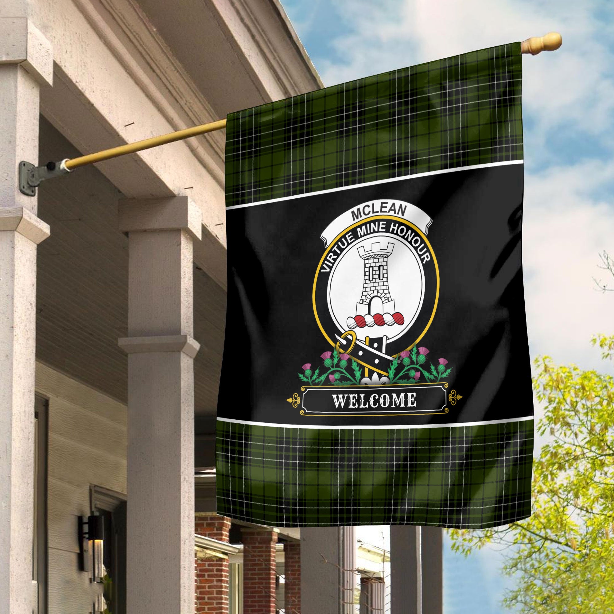 McLean Hunting Tartan Crest Garden Flag - Welcome Style
