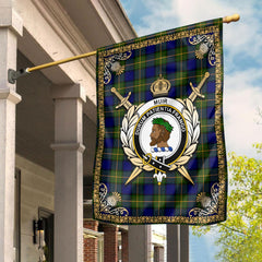 Muir Tartan Crest Garden Flag - Celtic Thistle Style