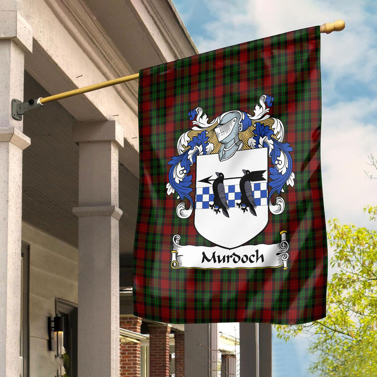 Murdoch Tartan Crest Garden Flag