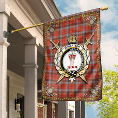 Robertson Weathered Tartan Crest Garden Flag - Celtic Thistle Style