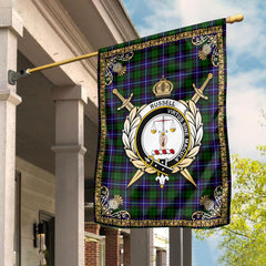 Russell Modern Tartan Crest Garden Flag - Celtic Thistle Style