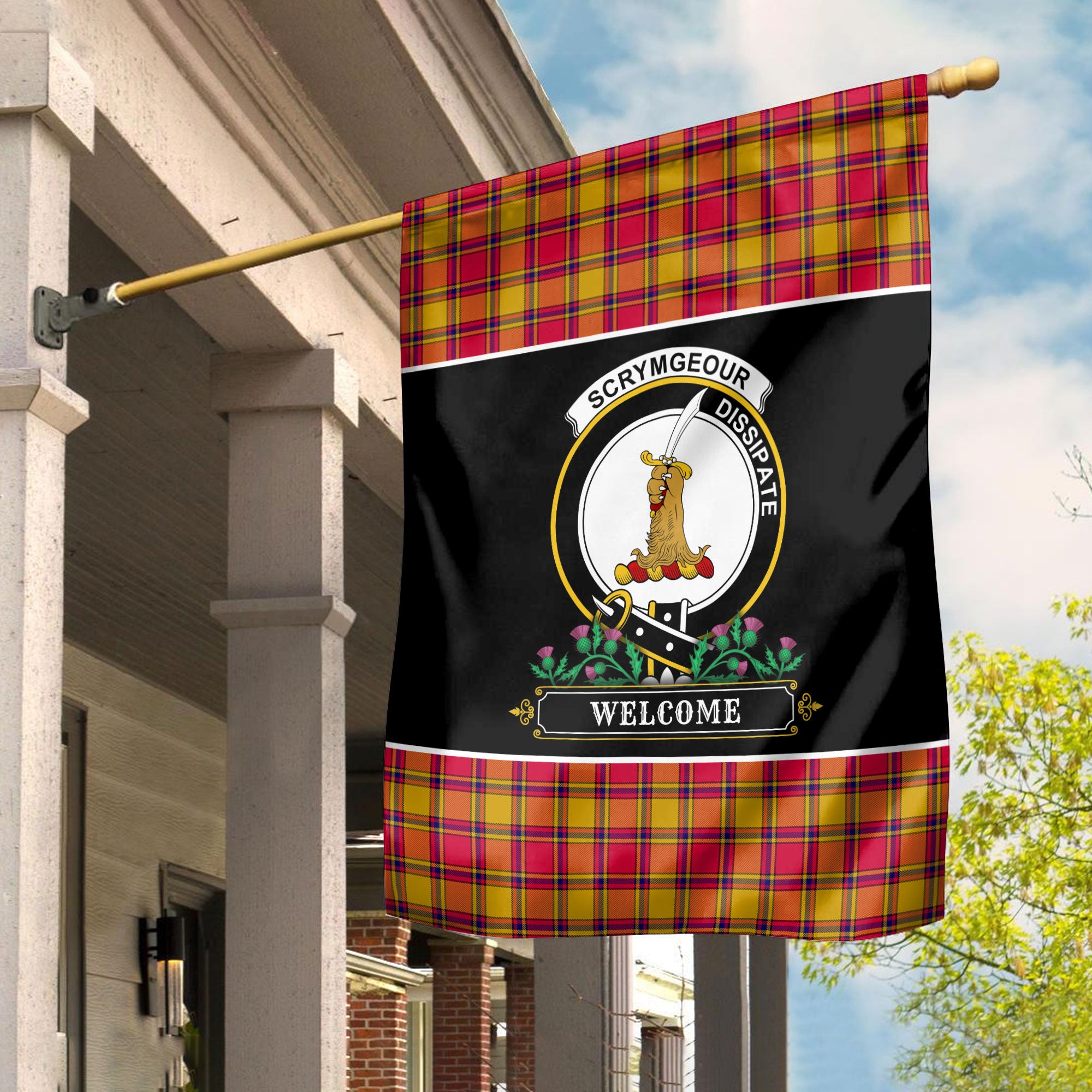 Scrymgeour Tartan Crest Garden Flag - Welcome Style