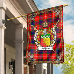 Simpson Tartan Crest Garden Flag - Celtic Thistle Style