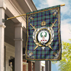 Stevenson Tartan Crest Garden Flag - Celtic Thistle Style