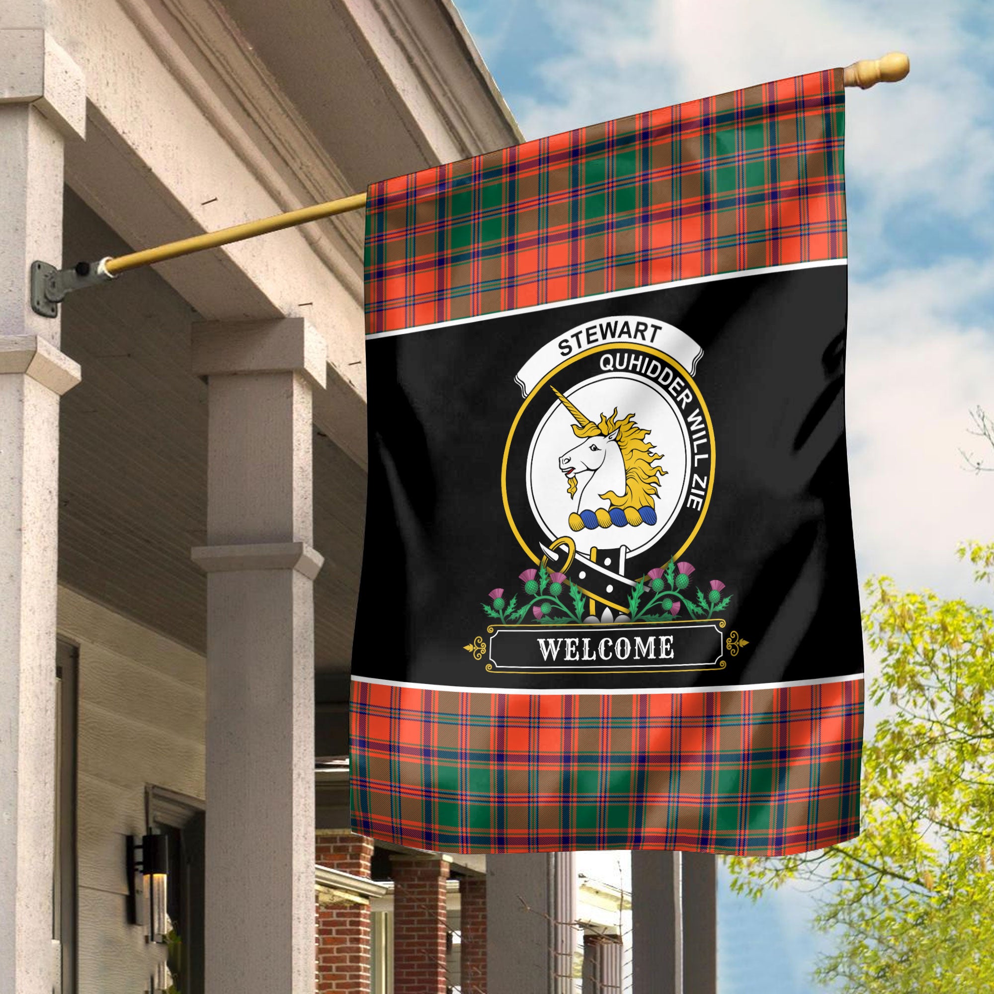 Stewart of Appin Ancient Tartan Crest Garden Flag - Welcome Style