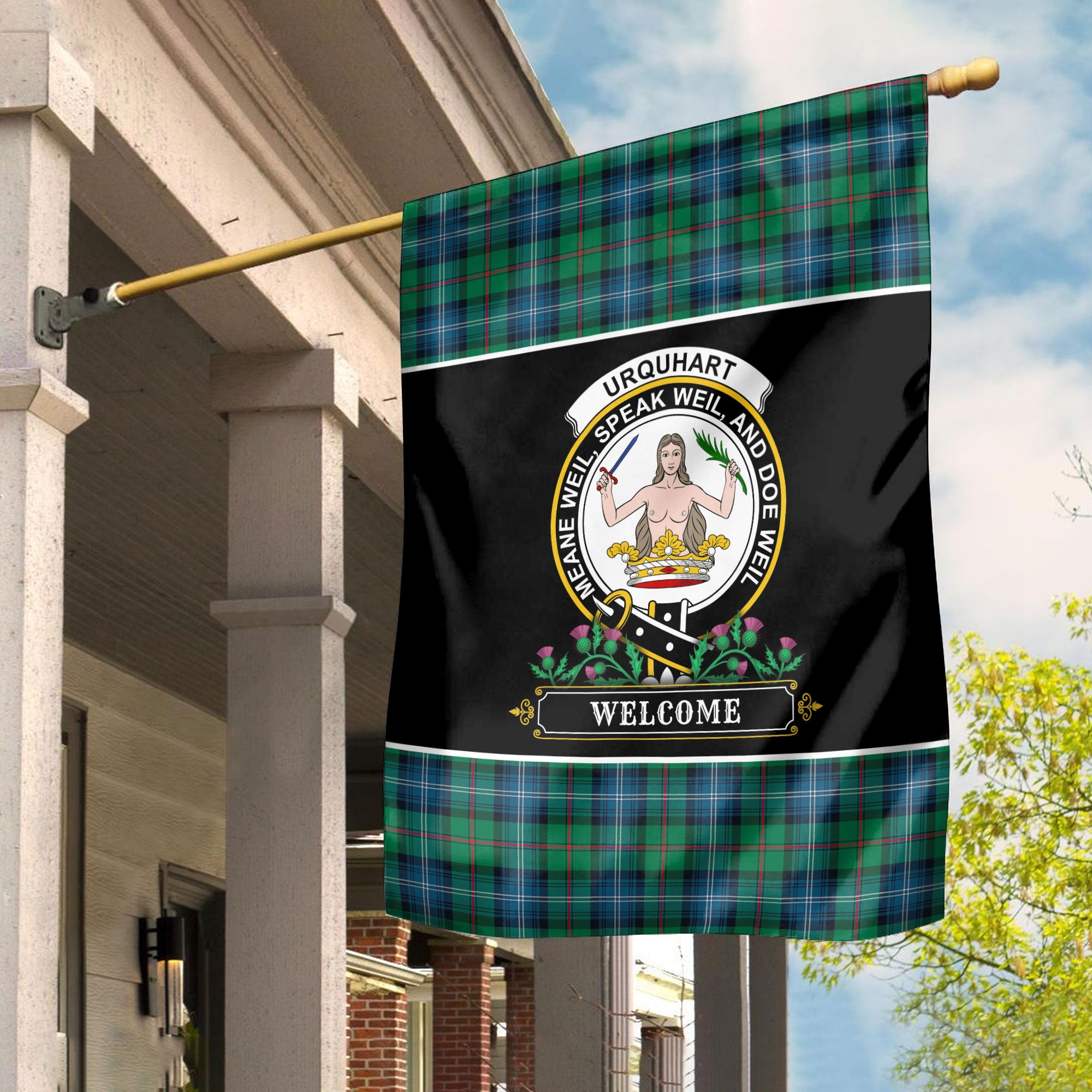 Urquhart Ancient Tartan Crest Garden Flag - Welcome Style