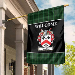 Walsh Tartan Crest Black Garden Flag