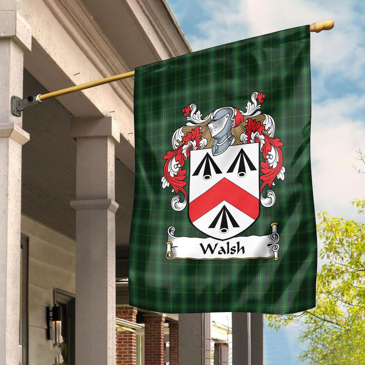 Walsh Tartan Crest Garden Flag