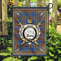 Beaton Ancient Tartan Crest Garden Flag - Celtic Thistle Style