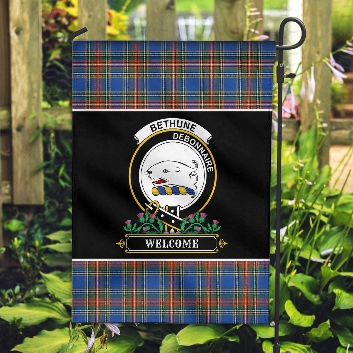 Bethune Ancient Tartan Crest Garden Flag - Welcome Style