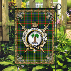 Bisset Tartan Crest Garden Flag - Celtic Thistle Style