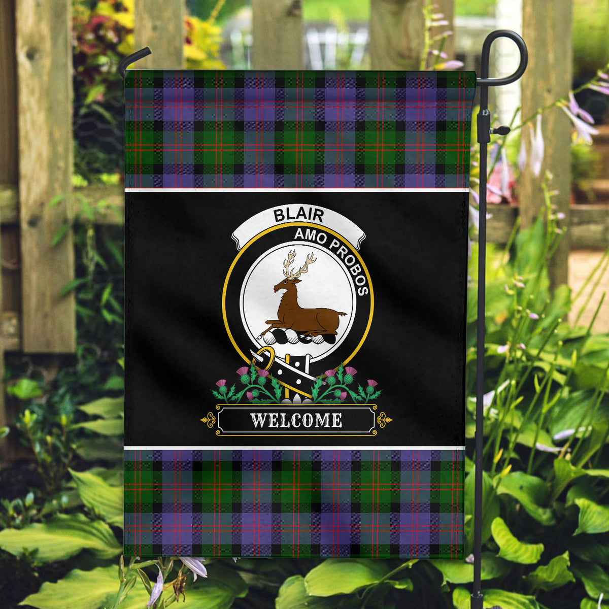 Blair Dress Tartan Crest Garden Flag - Welcome Style