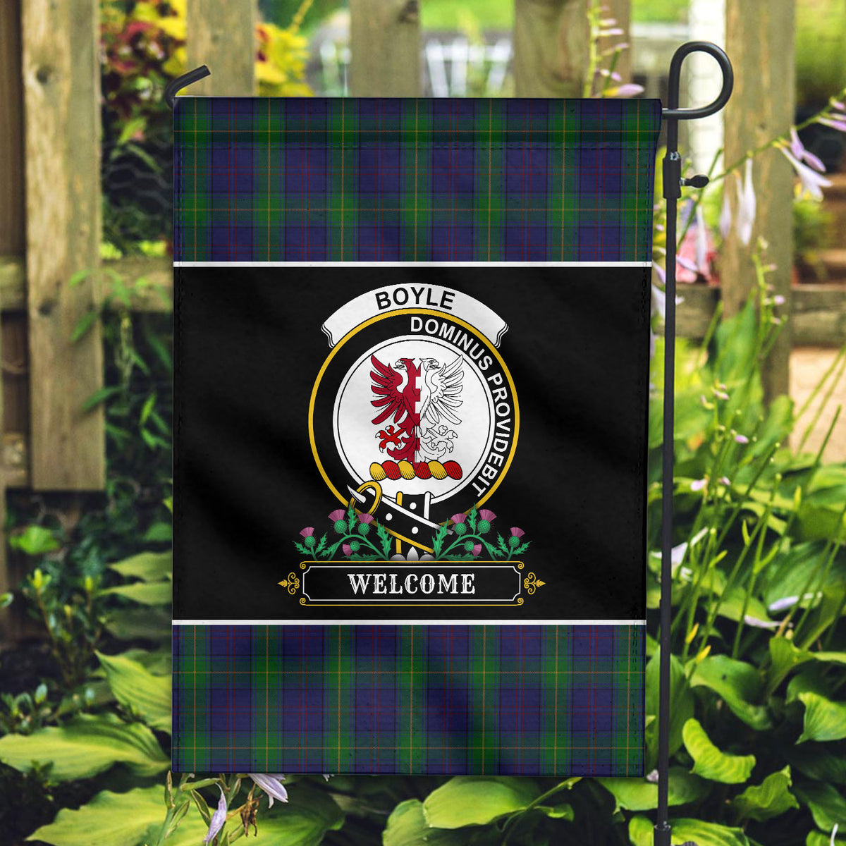 Boyle Tartan Crest Garden Flag - Welcome Style