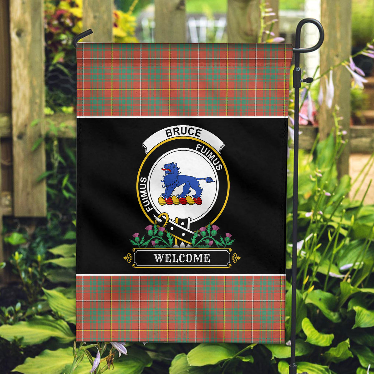 Bruce Ancient Tartan Crest Garden Flag - Welcome Style