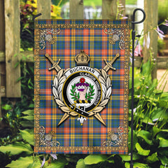 Buchanan Ancient Tartan Crest Garden Flag - Celtic Thistle Style