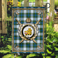 Campbell Dress Tartan Crest Garden Flag - Celtic Thistle Style