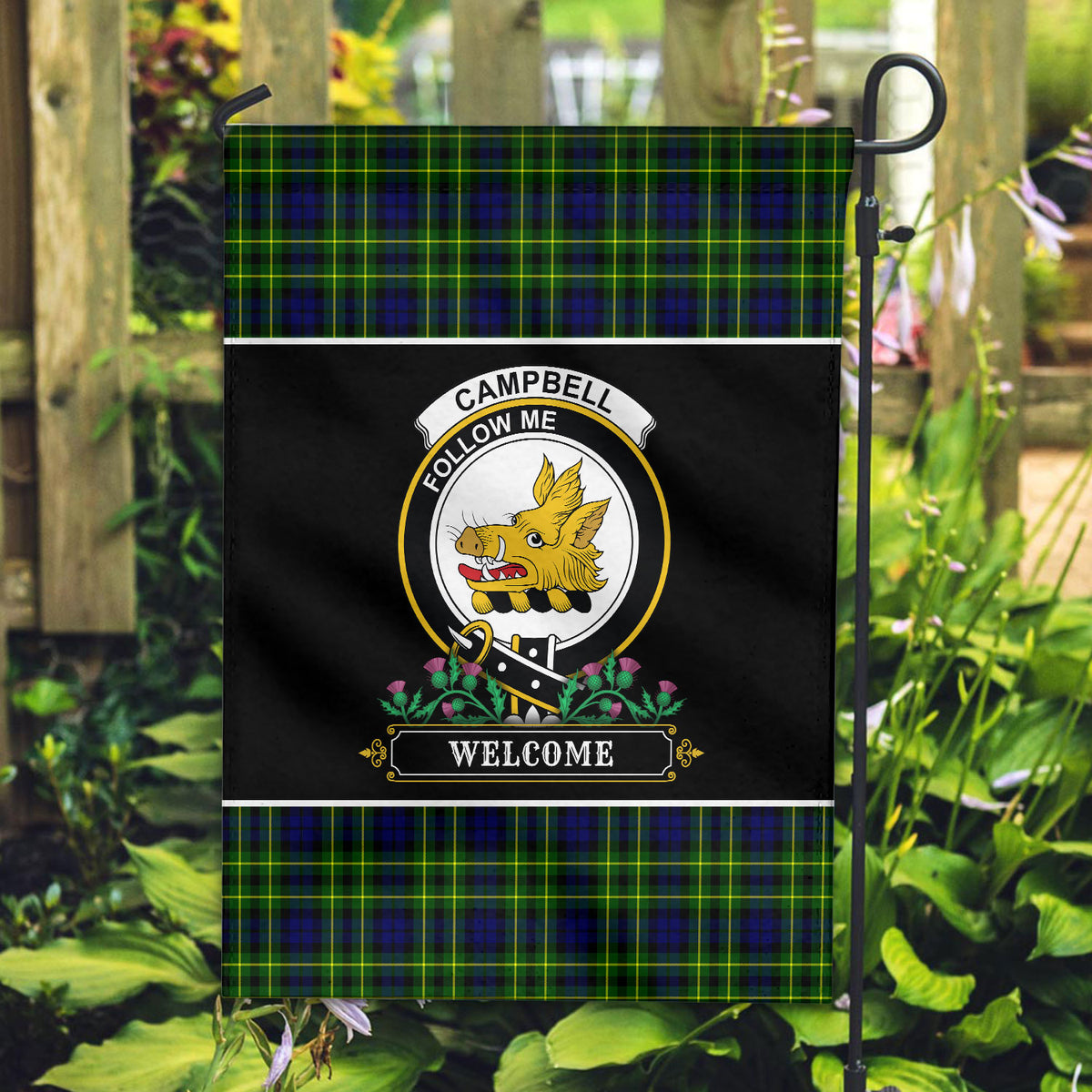 Campbell of Breadalbane Modern Tartan Crest Garden Flag - Welcome Style