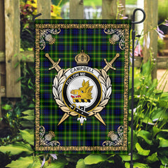 Campbell of Breadalbane Modern Tartan Crest Garden Flag - Celtic Thistle Style