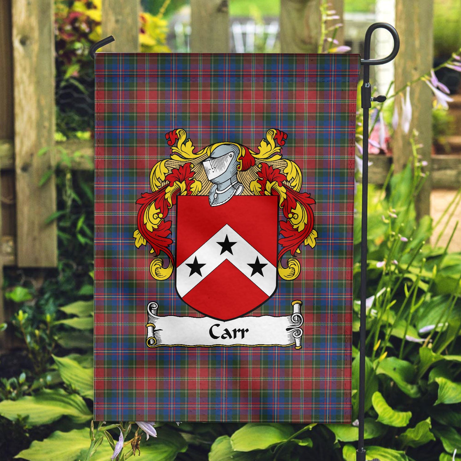 Carr Tartan Crest Garden Flag