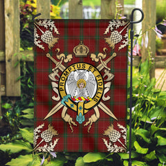 Carruthers Tartan Crest Black Garden Flag - Gold Thistle Style