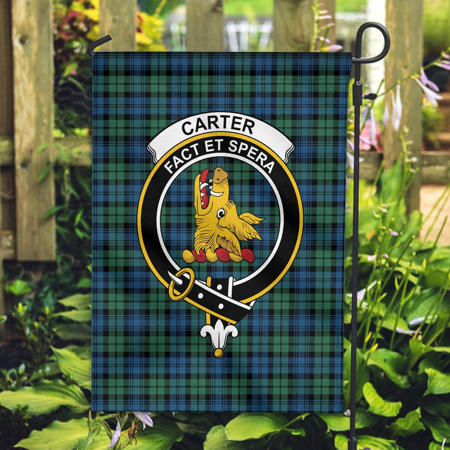 Carter Tartan Crest Garden Flag