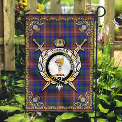 Chisholm Hunting Modern Tartan Crest Garden Flag - Celtic Thistle Style