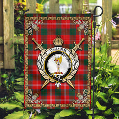 Chisholm Modern Tartan Crest Garden Flag - Celtic Thistle Style