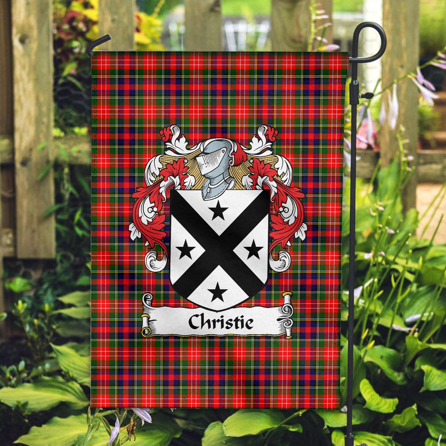 Christie Tartan Crest Garden Flag