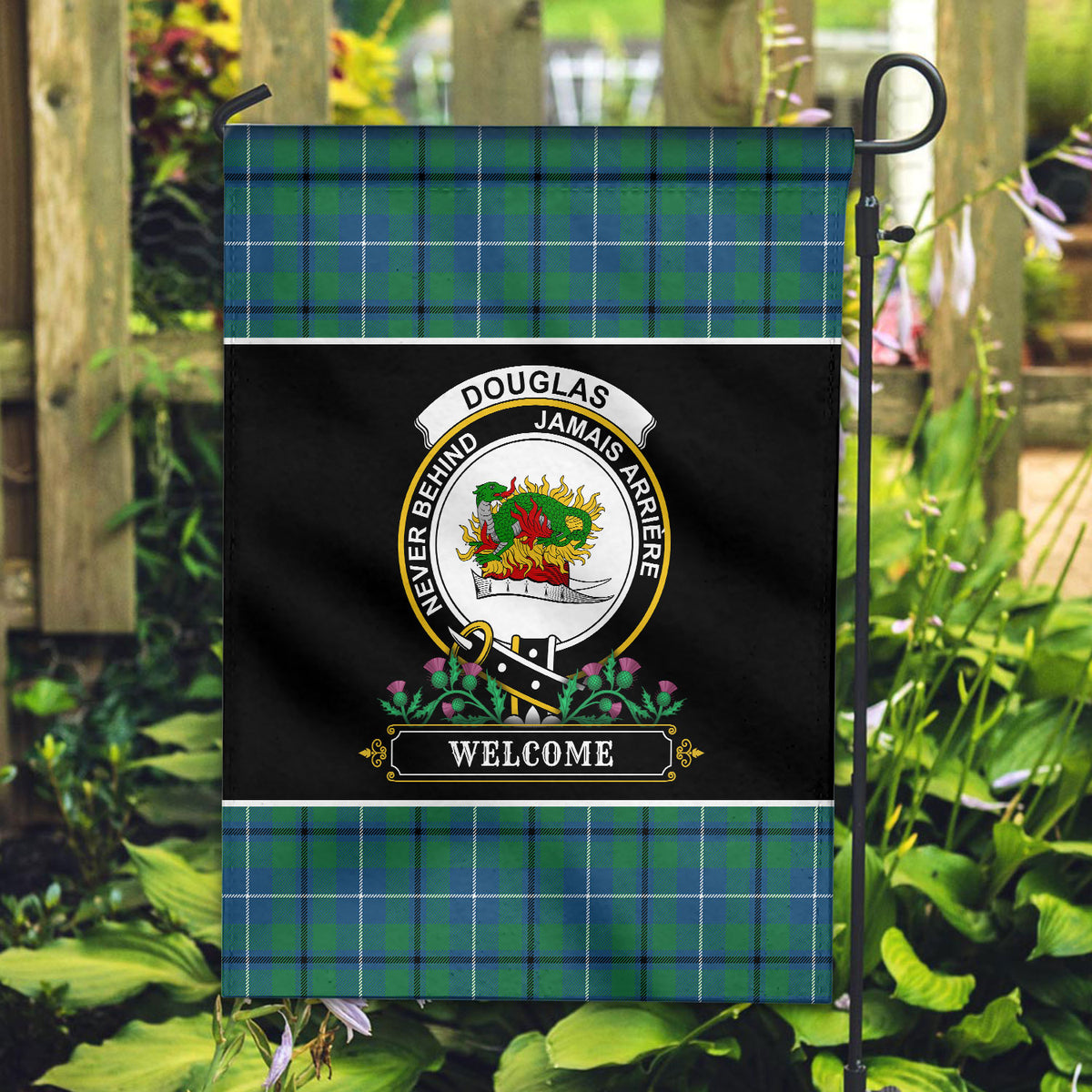 Douglas Ancient Tartan Crest Garden Flag - Welcome Style