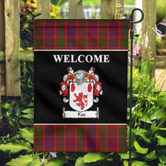 Fox Red Tartan Crest Black Garden Flag