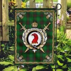 Halkerston Tartan Crest Garden Flag - Celtic Thistle Style