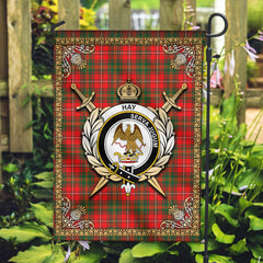 Hay Modern Tartan Crest Garden Flag - Celtic Thistle Style