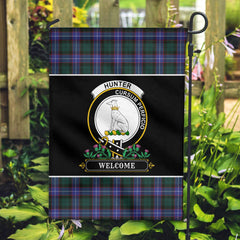 Hunter Modern Tartan Crest Garden Flag - Welcome Style