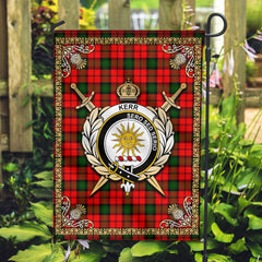 Kerr Modern Tartan Crest Garden Flag - Celtic Thistle Style