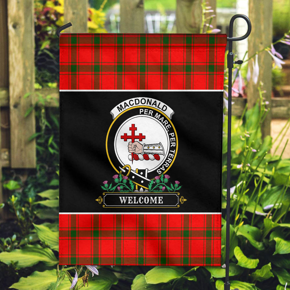 MacDonald of Sleat Tartan Crest Garden Flag - Welcome Style