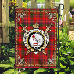 MacDougall Modern Tartan Crest Garden Flag - Celtic Thistle Style