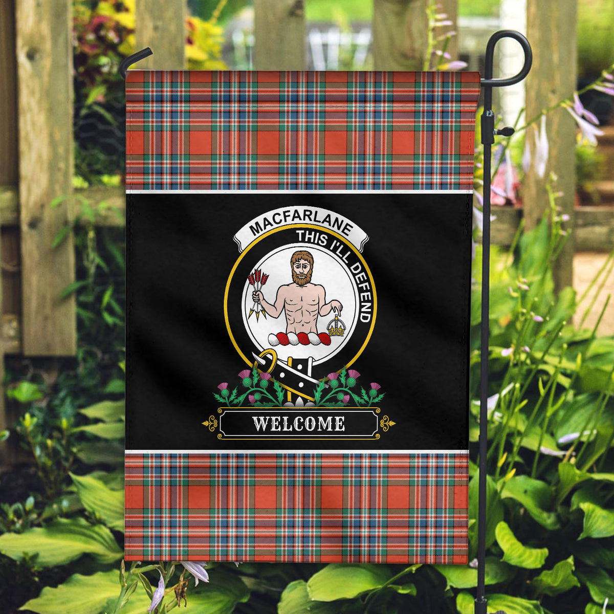 MacFarlane Ancient Tartan Crest Garden Flag - Welcome Style