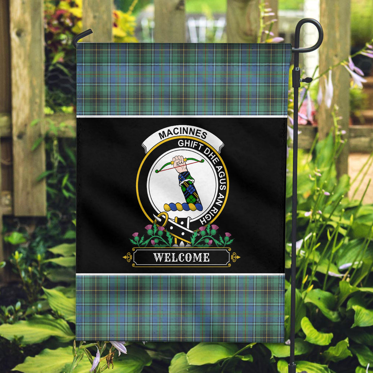 MacInnes Ancient Tartan Crest Garden Flag - Welcome Style