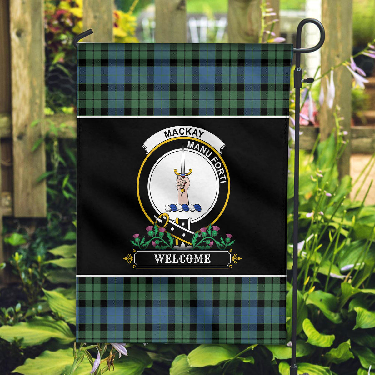 MacKay Ancient Tartan Crest Garden Flag - Welcome Style