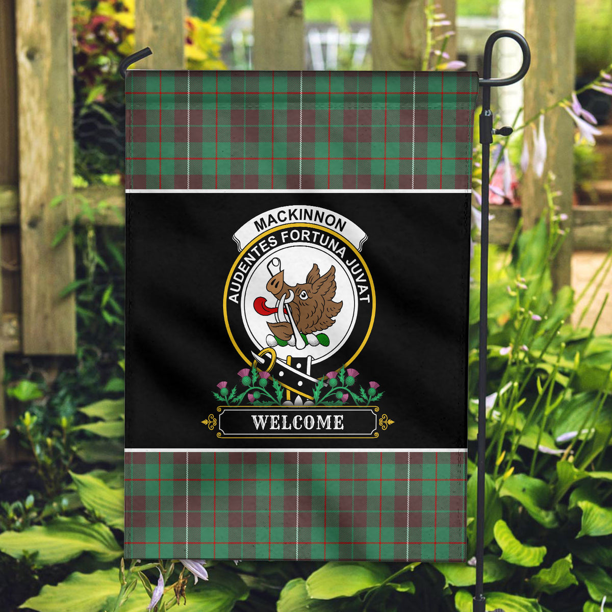 MacKinnon Hunting Ancient Tartan Crest Garden Flag - Welcome Style