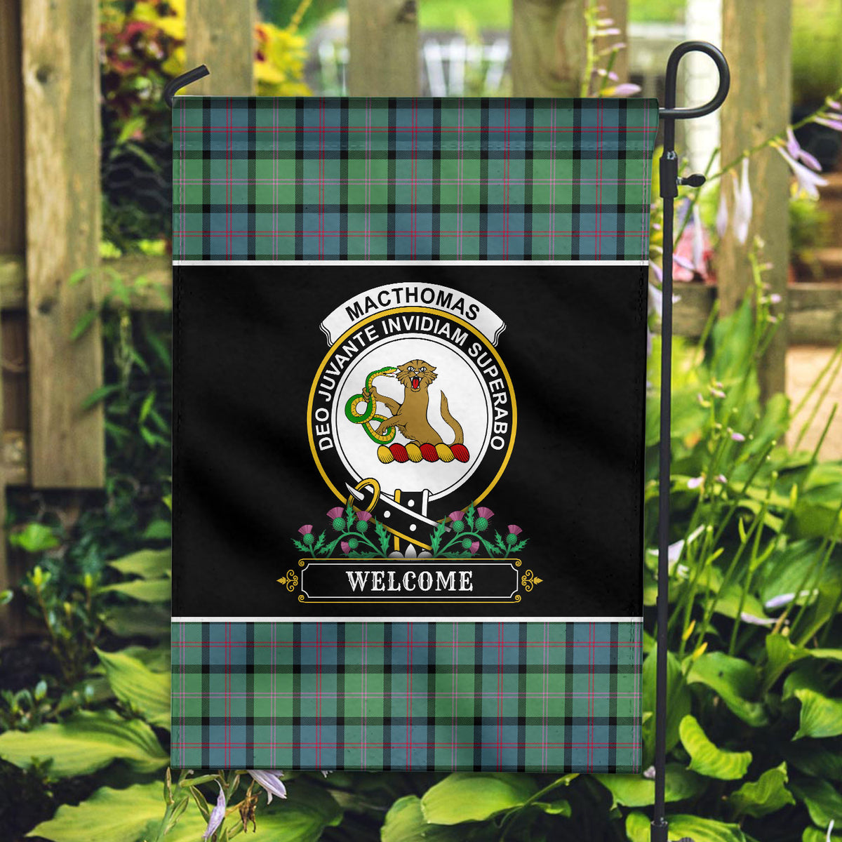 MacThomas Ancient Tartan Crest Garden Flag - Welcome Style