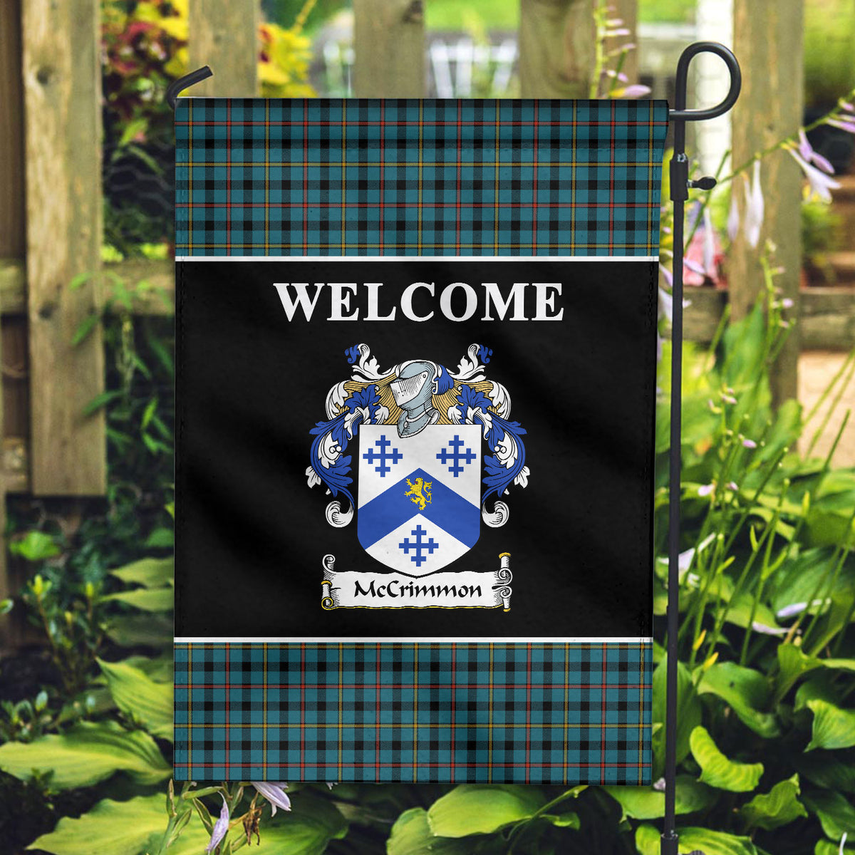 McCrimmon Tartan Crest Black Garden Flag