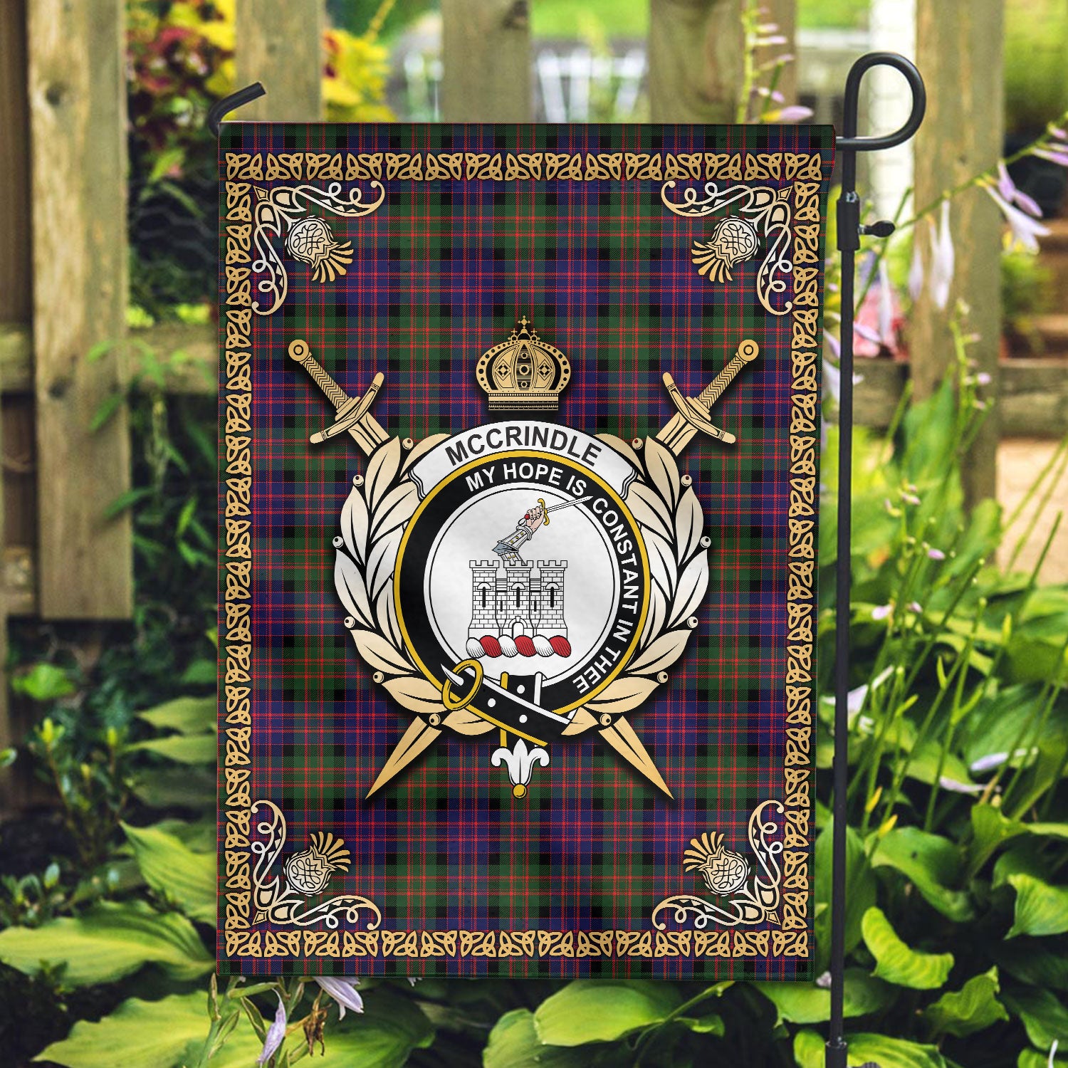 McCrindle Tartan Crest Garden Flag - Celtic Thistle Style
