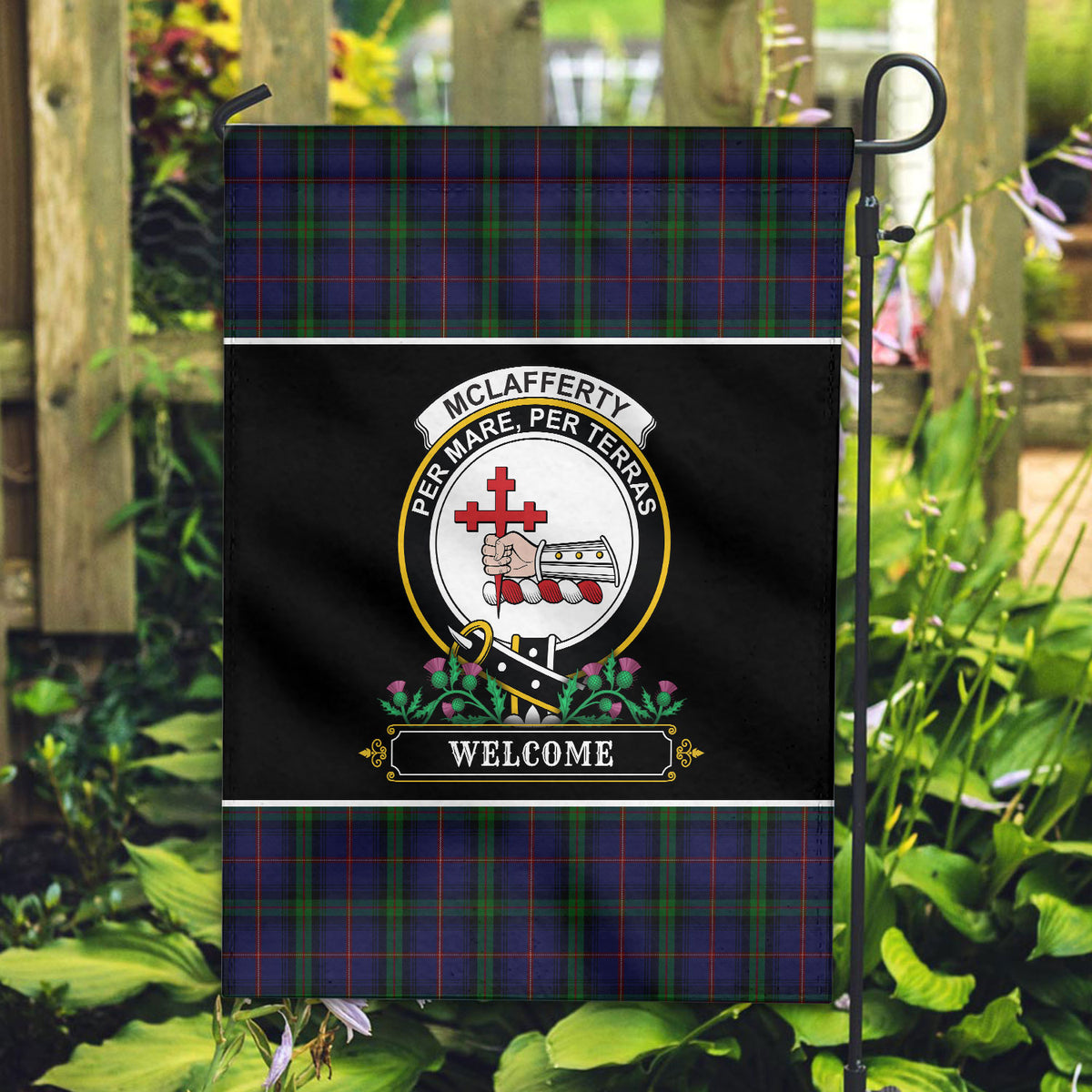 McLafferty Tartan Crest Garden Flag - Welcome Style