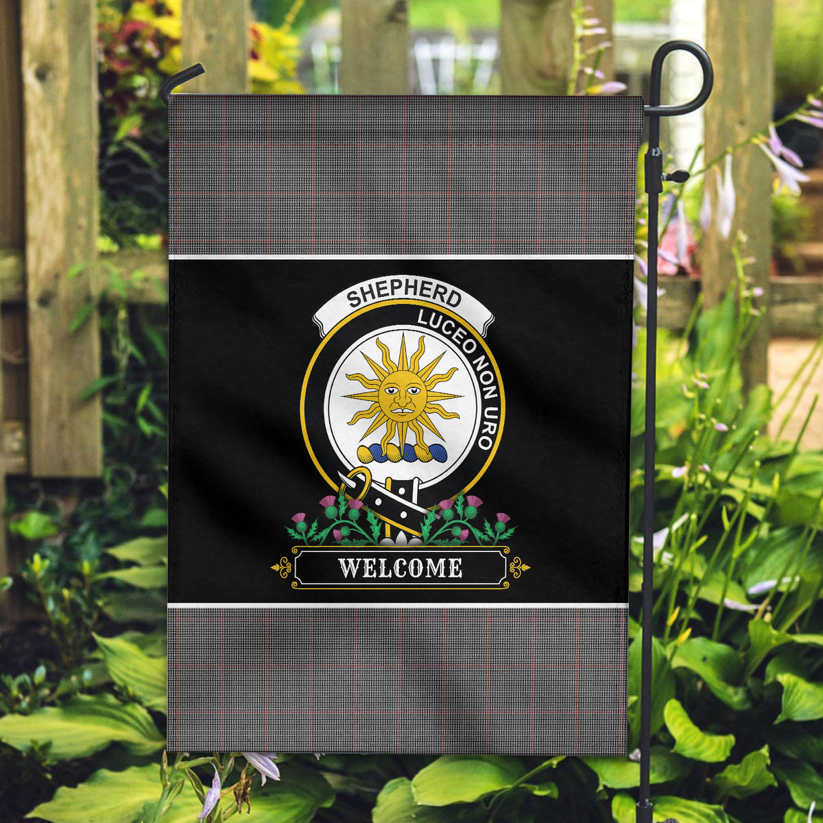 Shepherd Tartan Crest Garden Flag - Welcome Style