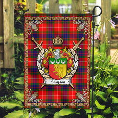 Simpson Tartan Crest Garden Flag - Celtic Thistle Style