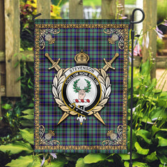 Stevenson Tartan Crest Garden Flag - Celtic Thistle Style