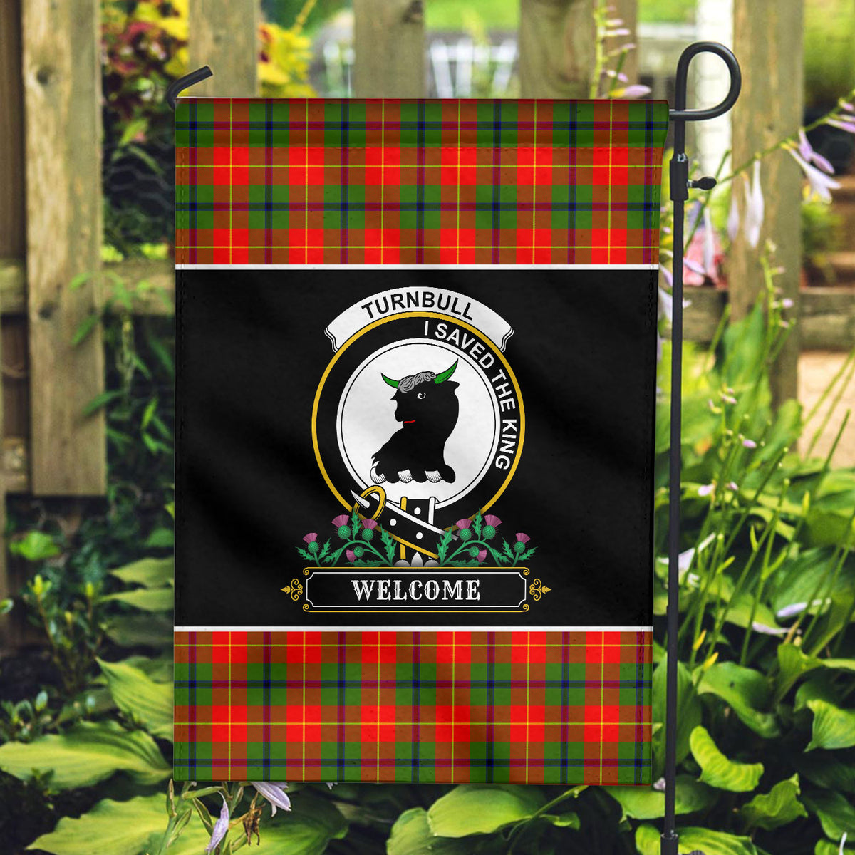 Turnbull Dress Tartan Crest Garden Flag - Welcome Style