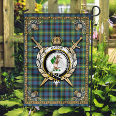 Watson Ancient Tartan Crest Garden Flag - Celtic Thistle Style